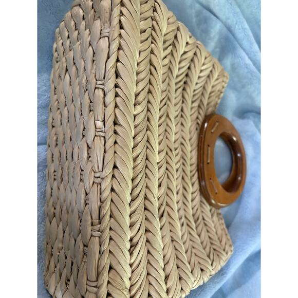 Cappelli Straworld women's straw leopard lined tote handbag EUC - Picture 2 of 3